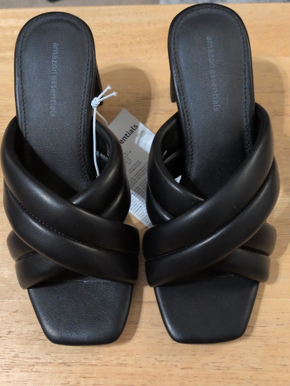 Black Women's Crossover Wide Heeled Sandal Pumps